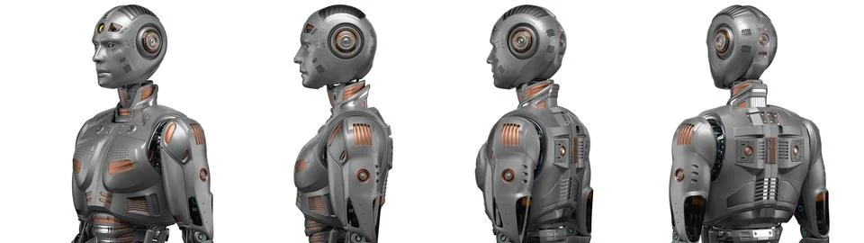 Set of four robot angles Stock Illustration