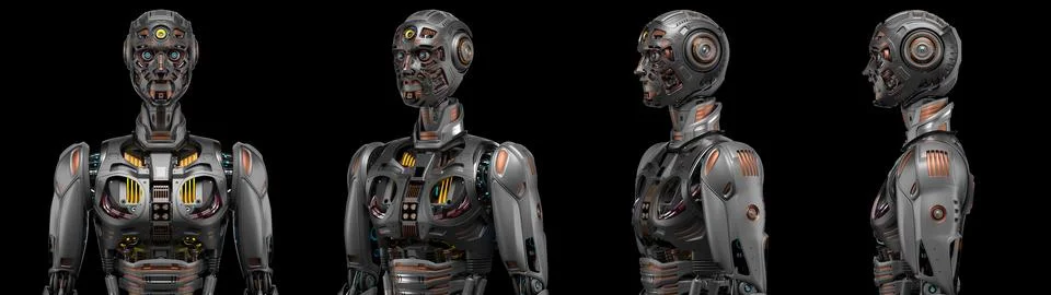 Set of four robot angles Stock Illustration