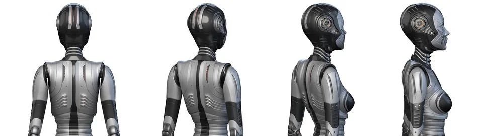 Set of four robot angles Stock Illustration