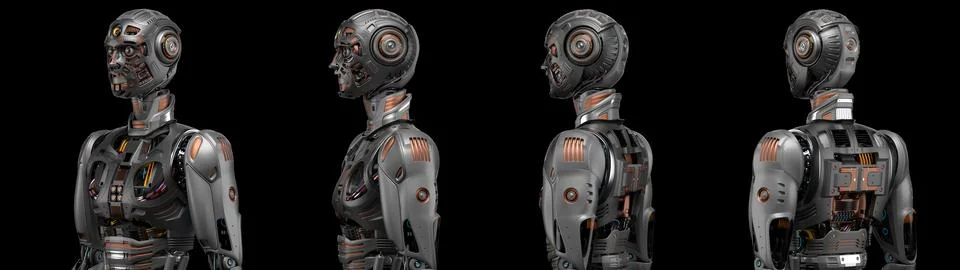 Set of four robot angles Stock Illustration