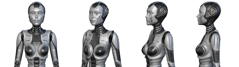 Set of four robot angles Stock Illustration