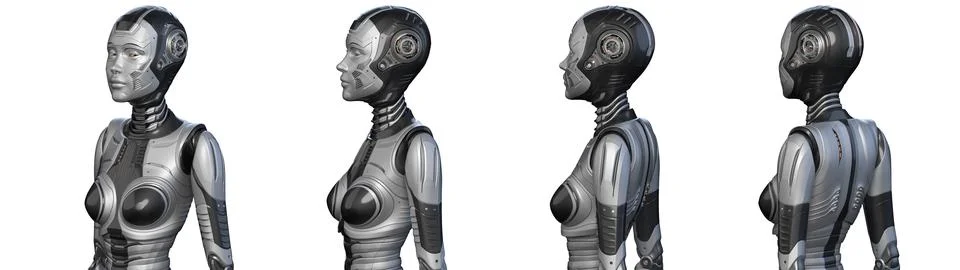 Set of four robot angles Stock Illustration