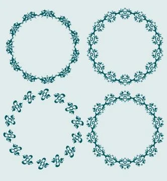 Set of four round frames Stock Illustration