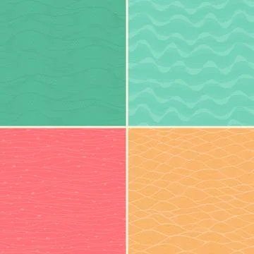 Set of four seamless abstract hand-drawn pattern, waves background. seamless  스톡 일러스트