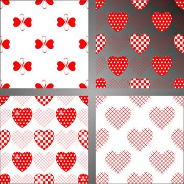 Set of four seamless backgrounds with hearts Illustrazione stock