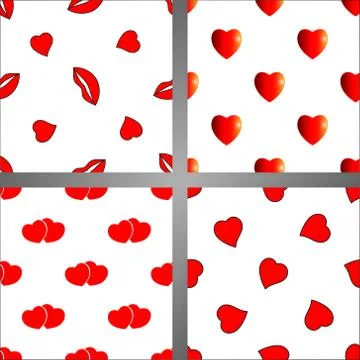 Set of four seamless backgrounds with hearts Stock Illustration