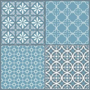 Set of four seamless geometric pattern Stock Illustration