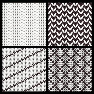 Set of Four Seamless Knitting Patterns Stock Illustration