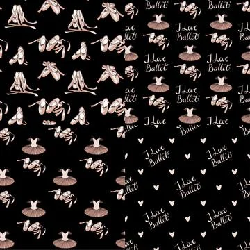 A set of four seamless pattern on a ballet theme Stock Illustration