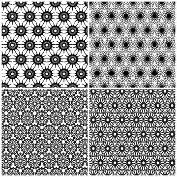 Set of four seamless pattern Stock Illustration
