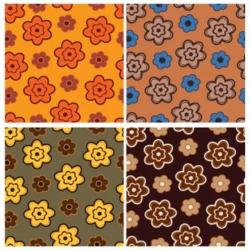 Set of  four seamless patterns with flowers Stock Illustration