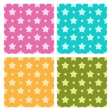 Set of four seamless patterns with repeating stars Stock Illustration
