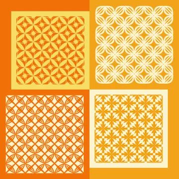 Set of four seamless patterns. Vintage geometric ornaments Stock Illustration