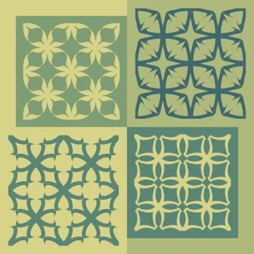 Set of four seamless patterns. Vintage geometric ornaments Stock Illustration