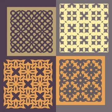Set of four seamless patterns. Vintage geometric ornaments Illustrazione stock