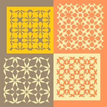 Set of four seamless patterns. Vintage geometric ornaments Stock Illustration