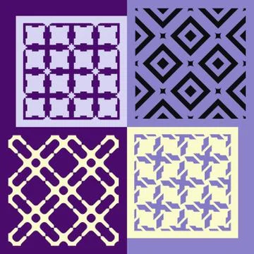 Set of four seamless patterns. Vintage geometric ornaments Stock Illustration