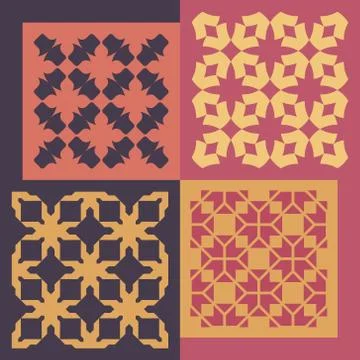 Set of four seamless patterns. Vintage geometric ornaments Stock Illustration