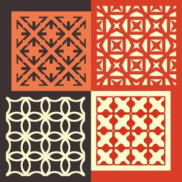 Set of four seamless patterns. Vintage geometric ornaments. Set of four se... Foto stock