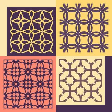Set of four seamless patterns. Vintage geometric ornaments. Set of four se... Foto stock