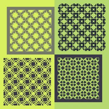 Set of four seamless patterns. Vintage geometric ornaments. Set of four se... Foto stock
