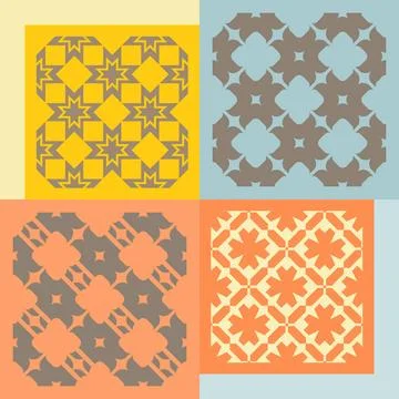 Set of four seamless patterns. Vintage geometric ornaments. Set of four se... Foto stock