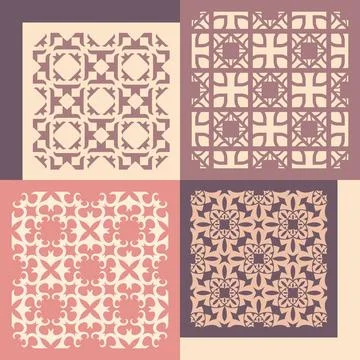Set of four seamless patterns. Vintage geometric ornaments. Set of four se... Foto stock