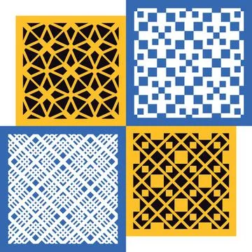 Set of four seamless patterns. Vintage geometric ornaments. Set of four se... Foto stock