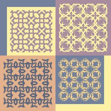 Set of four seamless patterns. Vintage geometric ornaments. Set of four se... Foto stock