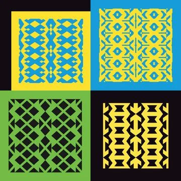 Set of four seamless patterns. Vintage geometric ornaments. Set of four se... Foto stock