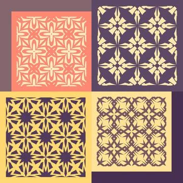 Set of four seamless patterns. Vintage geometric ornaments. Set of four se... Foto stock