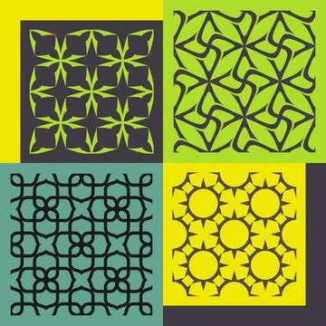 Set of four seamless patterns. Vintage geometric ornaments. Set of four se... Foto stock