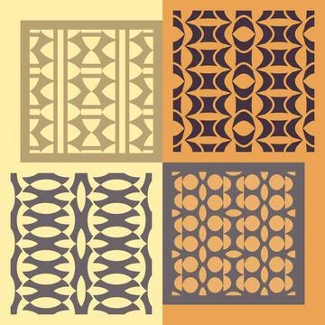 Set of four seamless patterns. Vintage geometric ornaments. Set of four se... Stock Photos