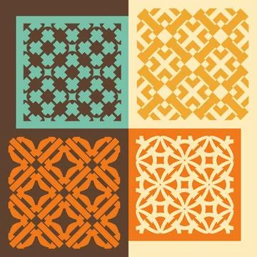 Set of four seamless patterns. Vintage geometric ornaments. Set of four se... Foto stock