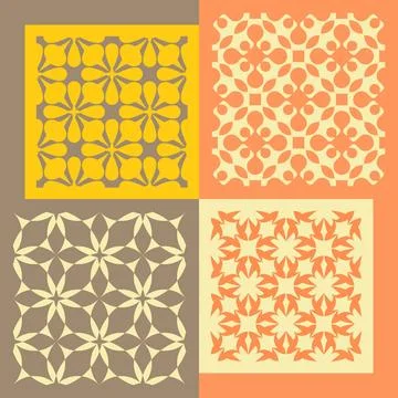 Set of four seamless patterns. Vintage geometric ornaments. Set of four se... Foto stock