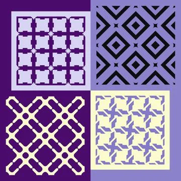 Set of four seamless patterns. Vintage geometric ornaments. Set of four se... Foto stock