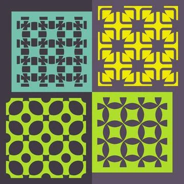 Set of four seamless patterns. Vintage geometric ornaments. Set of four se... Stock Photos