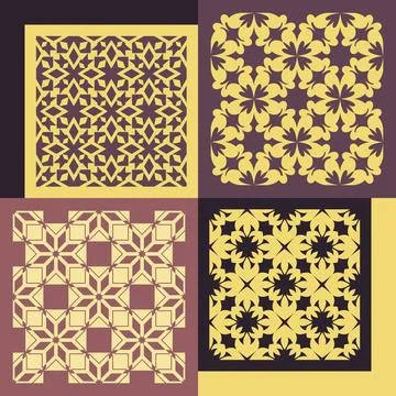 Set of four seamless patterns. Vintage geometric ornaments. Set Of Four Se... Foto stock
