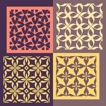 Set of four seamless patterns. Vintage geometric ornaments. Set of four se... Foto stock