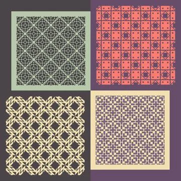Set of four seamless patterns. Vintage geometric ornaments. Set of four se... Foto stock