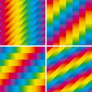 Set of four seamless rainbow patterns Stock Illustration