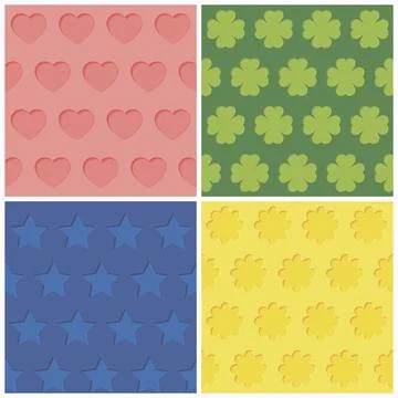 Set of four seamless relief patterns Stock Illustration