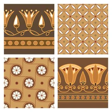 Set of four seamless vector illustration based on the Egyptian national ornament Illustrazione stock
