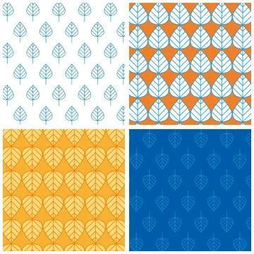 Set of four seamless vector pattern leaves. Stock Illustration