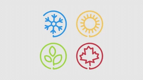 Set of four seasons in circle colorful icons. Summer, winter, spring, autum.. Video stock 342423064