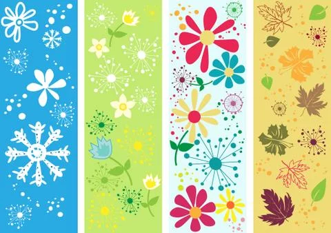 Set of four seasons Stock Illustration