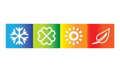 Set of four seasons (winter, spring, summer, autumn). Stock Illustration