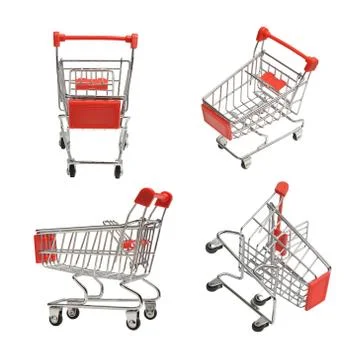 Set of four shoping carts isolated on white Stock Photos