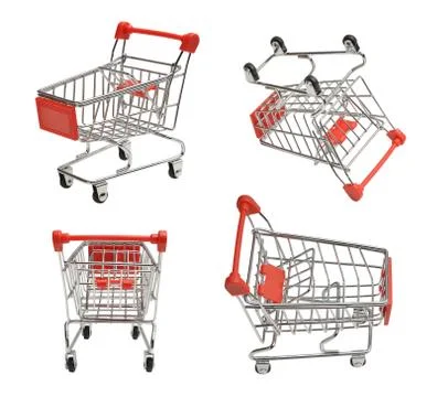 Set of four shoping carts isolated on white Stock Photos