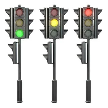 Set of four sided traffic lights on a stand Stock Illustration